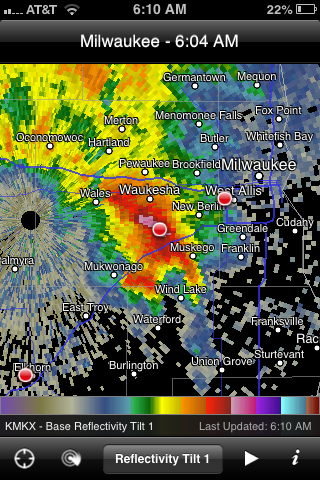 Hail on MKX Radar - Waukesha, WI - September 2012
